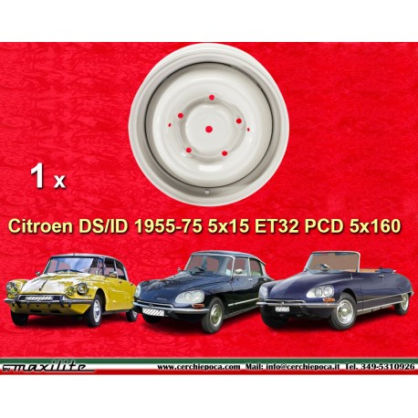 1 piece Citroen 5x15 DS/ID 1955-75 jante finition blanche