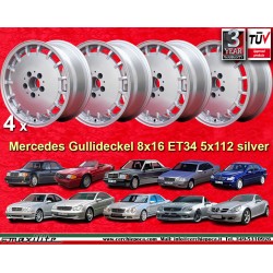 Mercedes Gullideckel 8x16 ET34 5x112 silver 124 129 201 202 203 208 210 HO 170 cerchi wheels llantas felgen jantes