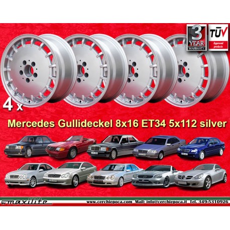 Mercedes Gullideckel 8x16 ET34 5x112 silver 124 129 201 202 203 208 210 HO 170 cerchi wheels llantas felgen jantes