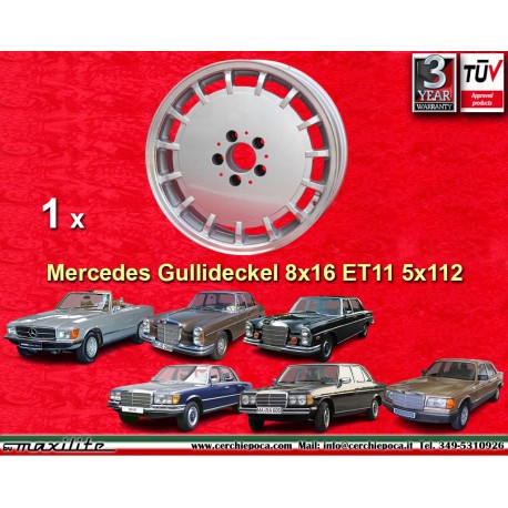 Mercedes Gullideckel 8x16 ET11 5x112 silver/diamond cut 107 108 109 116 123 126 cerchio wheel jante felge llanta 