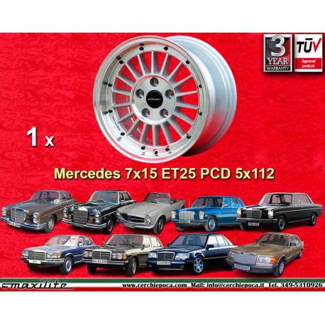Mercedes WCHE 7x15 ET25 5x112 silver/diamond cut 107 116 123 124 126 HO cerchio wheel jante felge llanta