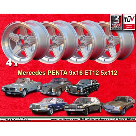 Mercedes Penta 9x16 ET12 5x112 silver/diamond cut 107 108 109 116 123 126 only back axle cerchi wheels jantes llantas felgen 