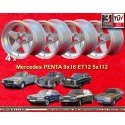 4 wheels Penta 9x16 5x112 Mercedes 123  123 108 109 116 107 126 silver/diamond cut