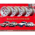 4 Felgen Minilite 9x13 4x108 Ford Escort  Escort Mk1-2 Capri Cortina silver/diamond cut