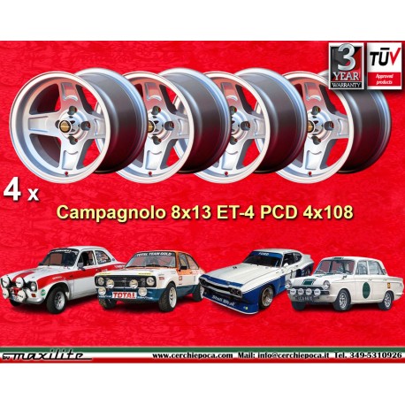 1 pc. jante Ford Campagnolo 8x13 ET-4 4x108 silver Ford Escort Mk1/2 Capri Cortina Taunus TC
