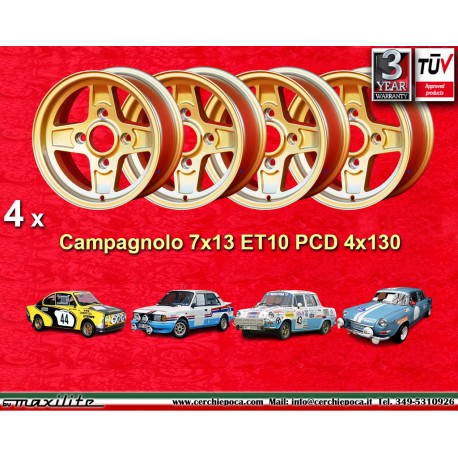 4 uds. llantas Skoda Campagnolo 7x13 ET10 4x130 gold Skoda MB1000,MB1100,105,110,120,130, Lancia Fulvia Coupe