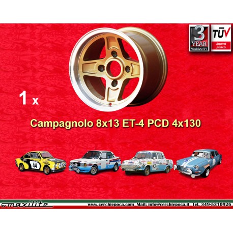 1 Stk Felge Skoda Campagnolo 8x13 ET-4 4x130 silver Skoda MB1000,MB1100,105,110,120,130, Lancia Fulvia Coupe