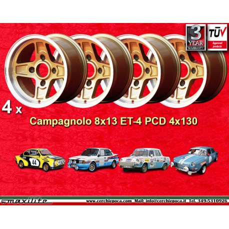 4 uds. llantas Skoda Campagnolo 8x13 ET-4 4x130 silver Skoda MB1000,MB1100,105,110,120,130, Lancia Fulvia Coupe
