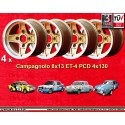 4 cerchi Campagnolo 8x13 ET-4 4x130 Skoda Lancia Fulvia  gold/diamond cut
