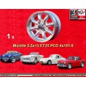 1 llanta Minilite 5.5x13 4x101.6 Austin Mini MG Midget  Midget Mini Mk1-3 Austin Sprite mk1-4  silver/diamond cut