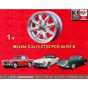 1 Felge Minilite 5.5x13 4x101.6 Austin Mini MG Midget  Midget Mini Mk1-3 Austin Sprite mk1-4  silver/diamond cut