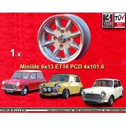 Felge Mini Minilite 6x13 ET16 4x101.6 silver/diamond cut Mini Mk1-3