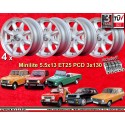 4 wheels Minilite 5.5x13 + nuts kit KM10 126 3x130 Renault R4  R4 R5 R6
