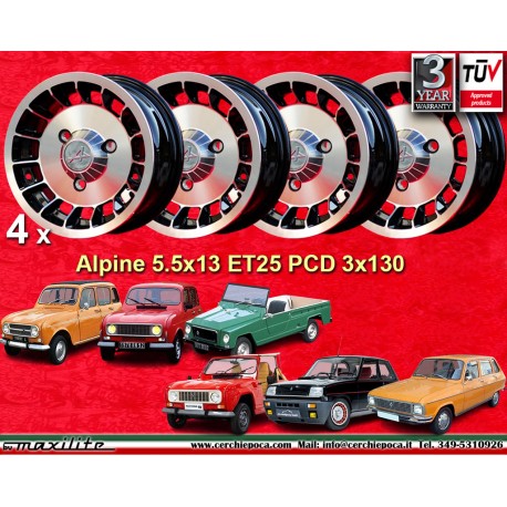 Renault Alpine 5.5x13 ET25 3x130 matt black/diamond cut R4, R5, R6 wheels jantes llantas cerchi felgen