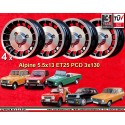 4 wheels Alpine 5.5x13 3x130 Renault R4  R4 R5 R6 R7 Rodeo matt black/diamond cut