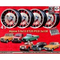4 jantes Alpine 5.5x13 + écrous KM10 126 3x130 Renault R4  R4 R5 R6 R7 Rodeo