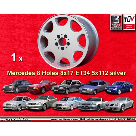 1 pc. wheel Mercedes 8 Holes 8x17 ET34 5x112 silver 124 129 201 202 203 208 209 210 HO 170 171