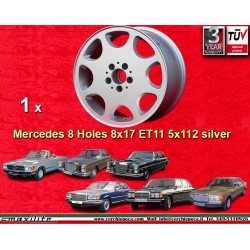 1 llanta 8 Holes 8x17 5x112 Mercedes 123  123 107 108 109 116 126 silver