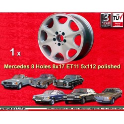 1 pc. jante Mercedes 8 Holes 8x17 ET11 5x112 polished 107 108 109 116 123 126