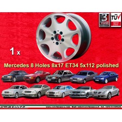1 pc. wheel Mercedes 8 Holes 8x17 ET34 5x112 polished 124 129 201 202 203 208 209 210 HO 170 171