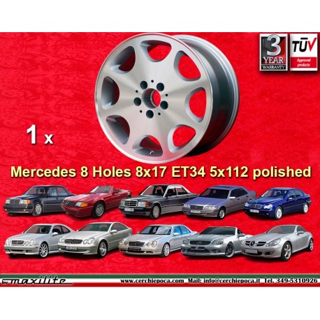 1 pc. wheel Mercedes 8 Holes 8x17 ET34 5x112 polished 124 129 201 202 203 208 209 210 HO 170 171
