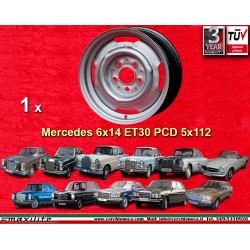 1 Stk Felge Mercedes OE steel 6x14 ET30 5x112 black 108 109 110 111 112 113 114 115 116 123 126