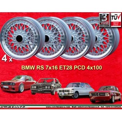 4 cerchi Super RS 7x16 ET28 4x100 Opel Volkswagen BMW E30  silver/diamond cut