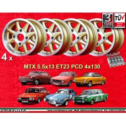 4 jantes MTX 5.5x13 + ecrous KM20  SW19 3 8'' UNF x34 60° 4x130 Skoda MB1000 MB1100 105 110 120 130