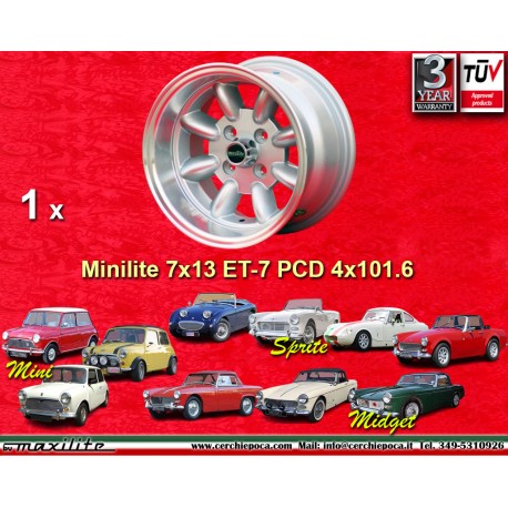 llanta Mini Minilite 7x13 ET-7 4x101.6 silver/diamond cut Mini Mk1-3