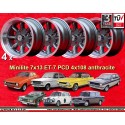 4 cerchi Minilite 7x13 ET-7 4x108 Lotus Talbot Sunbeam Ford Escort  anthracite/diamond cut