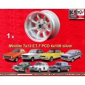 1 llanta Minilite 7x13 4x108 Lotus Talbot Sunbeam Ford Escort  Escort Mk1-2 Capri Cortina Caterham Seven Westfield silve