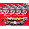 4 cerchi Minilite 6x13 ET16 4x108 Lotus Talbot Sunbeam Ford Escort  silver/diamond cut