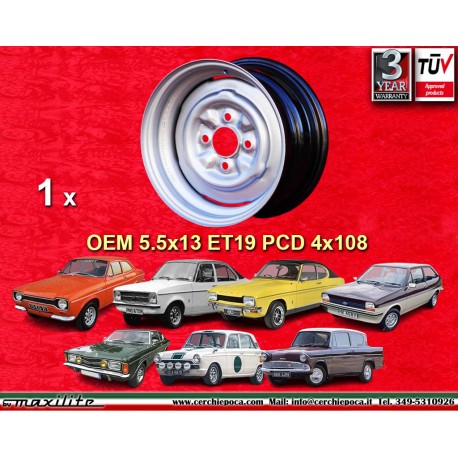 1 pc. wheel Ford OEM 5.5x13 ET19 4x108 silver Escort Mk1-2 Capri Cortina Taunus TC