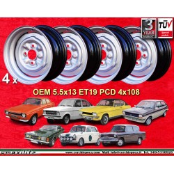 4 pcs. jantes Ford OEM 5.5x13 ET19 4x108 silver Escort Mk1-2 Capri Cortina Taunus TC