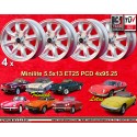 4 cerchi Minilite 5.5x13 ET25 4x95.25 Triumph Spitfire  silver/diamond cut