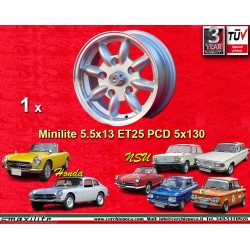 Honda Minilite 5.5x13 ET25 5x130 silver/diamond cut S 600 800   TT TTS, 110, 1200C, Wankelspider cerchio wheel jante llanta felg