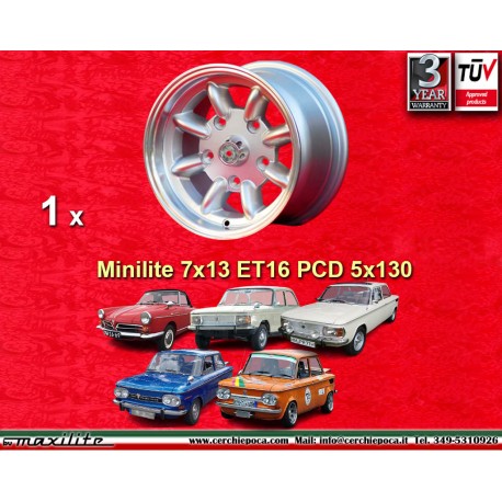 NSU Minilite 7x13 ET14.5 5x130 silver/diamond cut NSU  TT TTS, 110, 1200C, Wankelspider   Honda S 800 only cerchio llanta jante 