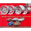 4 Felgen Minilite 5.5x13 + 7x13 5x130 Honda NSU S800  S800 S600 NSU TT TTS 110 1200C Wankelspider