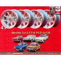 4 cerchi Minilite 7x13 ET16 5x130 Honda NSU TT  silver/diamond cut