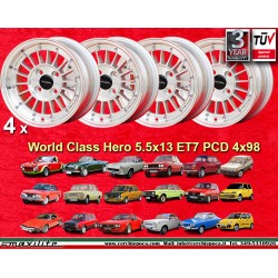 4 pz. Fiat 5.5x13 ET7 4x98 silver/chromed/polished Alfasud, Giulietta, 33, Arna, Autobianchi A112, Fiat 124 Llantas
