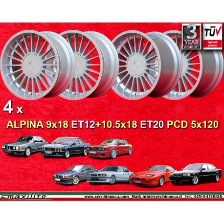 BMW Alpina 9x18 ET7 10.5x18 ET20 5x120 silver 5 E34, 6 E24, 7 E23 E32, 8 E31 cerchi wheels jantes felgen llantas