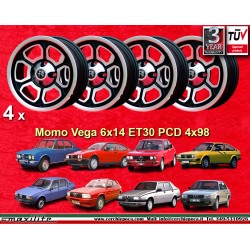 Alfa Romeo Momo Vega 6x14 ET23 4x98 matt black/diamond cut Alfetta, Alfetta GT   GTV, Alfasud, Giulietta cerchi wheels jantes fe