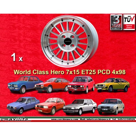 Alfa Romeo WCHE 7x15 ET25 4x98 silver/diamond cut Alfetta, Alfetta GT GTV 33 75 1.6i 1.8i 2.0TDI 90 cerchio wheel jante felge ll