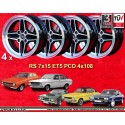 4 cerchi RS 7x15 ET5 4x108 Ford Escort  black/diamond cut