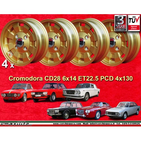 Lancia Cromodora 6x14 ET22.5 4x130 gold Fulvia, 2000 cerchi wheels jantes llantas felgen
