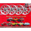 4 wheels Minilite 7x15 4x100 BMW 1502-2002  1502-2002 1500-2000tii 2000C CA CS 3 E21 E30 silver/diamond cut