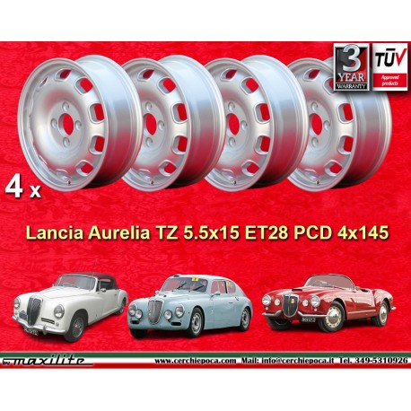 Lancia Tecnomagnesio 5.5x15 ET28 4x145 silver Aurelia Series 1-3 cerchi wheels jantes llantas felgen