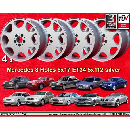 1 ud. llanta Mercedes 8 Holes 8x17 ET34 5x112 silver 124 129 201 202 203 208 209 210 HO 170 171