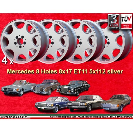 1 pz. cerchio Mercedes 8 Holes 8x17 ET11 5x112 silver 107 108 109 116 123 126