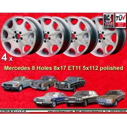 1 pc. jante Mercedes 8 Holes 8x17 ET11 5x112 polished 107 108 109 116 123 126